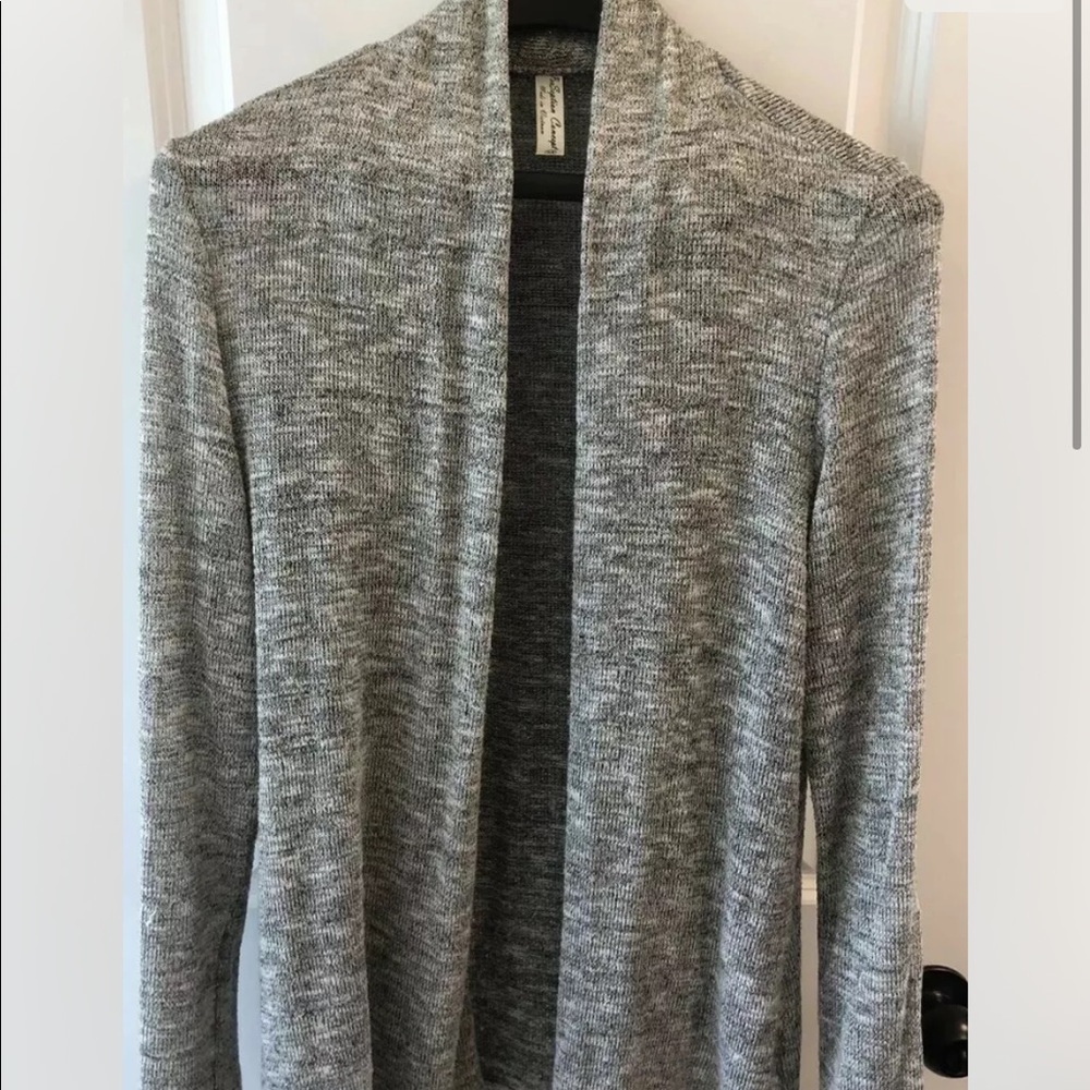 PerSeption Concept Long Sleeve Cardigan, Womens Medium, Gray White Gold, EUC